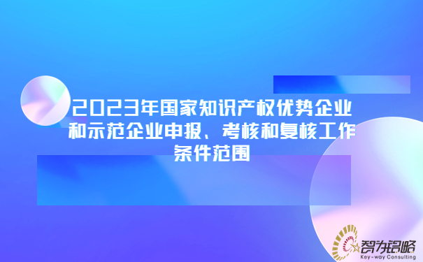 2023年國(guó)家知識(shí)產(chǎn)權(quán)優(yōu)勢(shì)企業(yè)和示范企業(yè)申報(bào)、考核和復(fù)核工作條件范圍